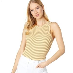 MADEWELL Brightside Ribbed Tank Top in Parnell Stripe, Aztec Yellow, size XXL